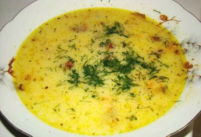 Сырный суп с зеленью