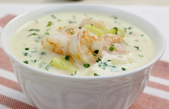 15602 Рецепт Нежнейший сливочный суп с креветками